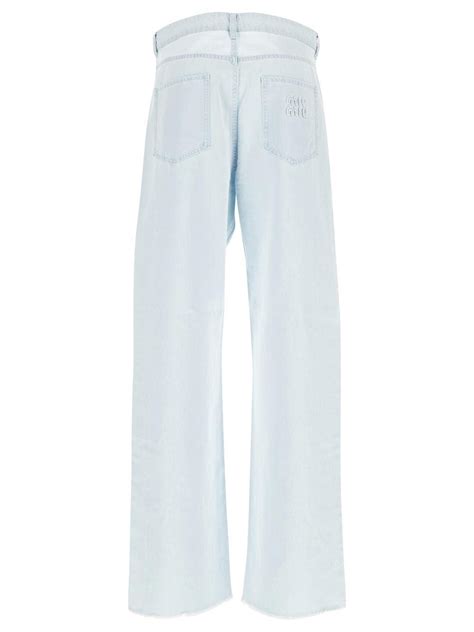 miu miu feather pants|miu denim pants.